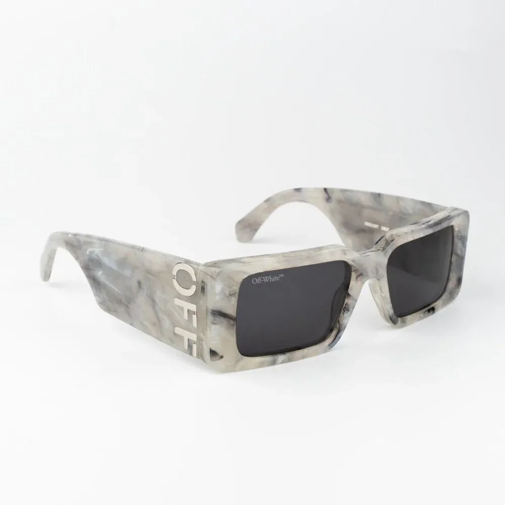 Off-White MILANO Men Sunglasses Marble Grey Square OERI097 0807 NEW AUTHENTIC